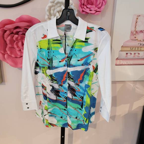 NEW DOLCEZZA river of life top in white multi - Picture 1 of 1